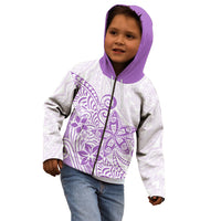 Polynesia Kid Hoodie Plumeria Lavender Curves - Wonder Print Shop