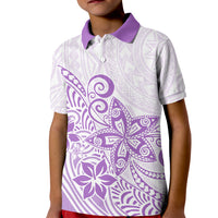 Polynesia Kid Polo Shirt Plumeria Lavender Curves - Wonder Print Shop