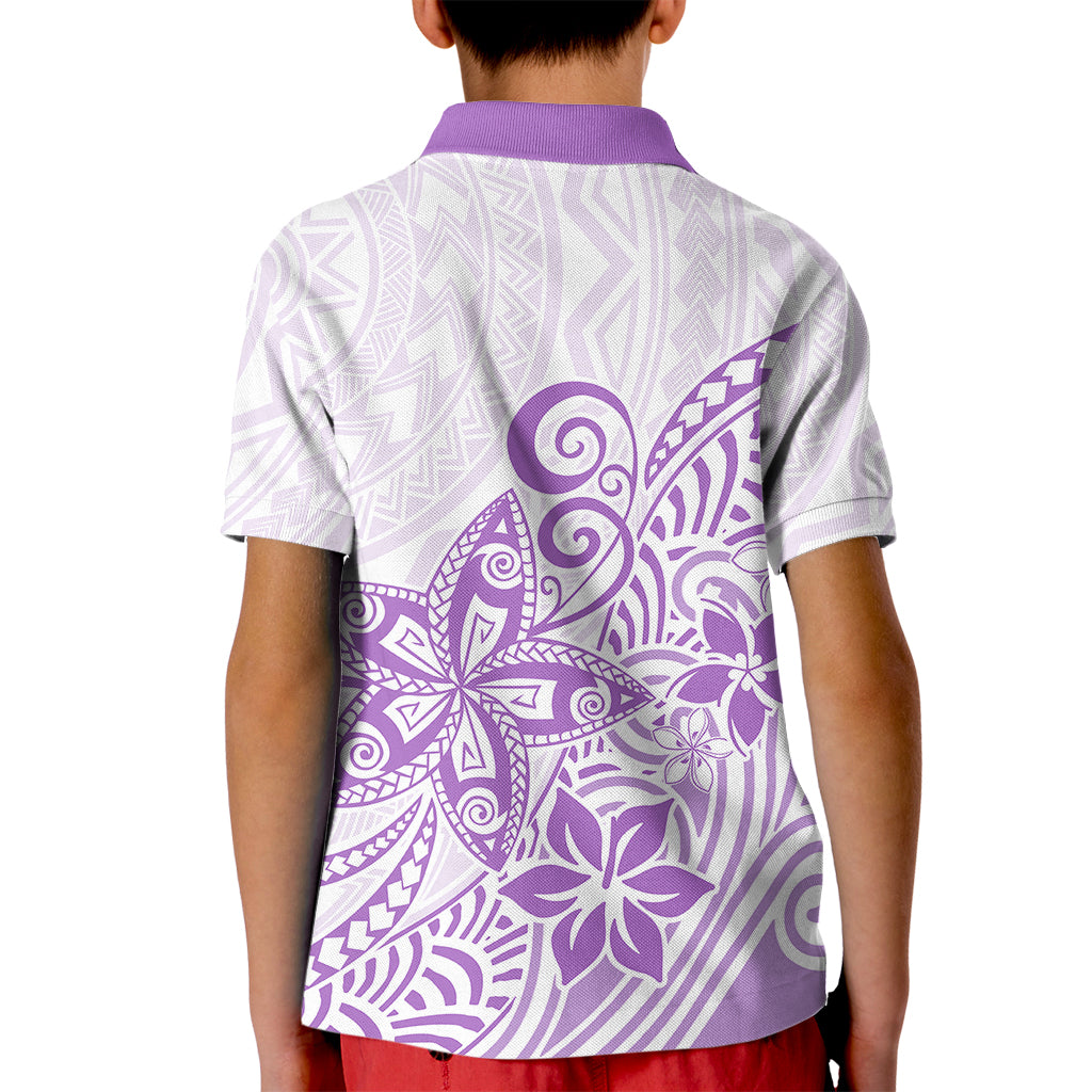 Polynesia Kid Polo Shirt Plumeria Lavender Curves - Wonder Print Shop