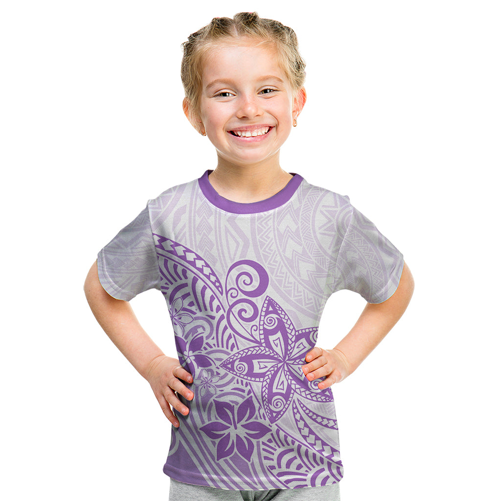 Polynesia Kid T Shirt Plumeria Lavender Curves - Wonder Print Shop
