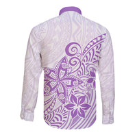 Polynesia Long Sleeve Button Shirt Plumeria Lavender Curves - Wonder Print Shop