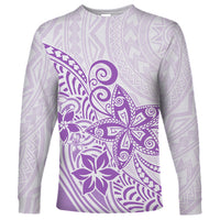 Polynesia Long Sleeve Shirt Plumeria Lavender Curves - Wonder Print Shop