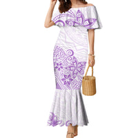 Polynesia Mermaid Dress Plumeria Lavender Curves - Wonder Print Shop