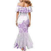 Polynesia Mermaid Dress Plumeria Lavender Curves - Wonder Print Shop