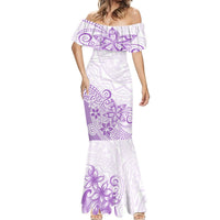 Polynesia Mermaid Dress Plumeria Lavender Curves - Wonder Print Shop