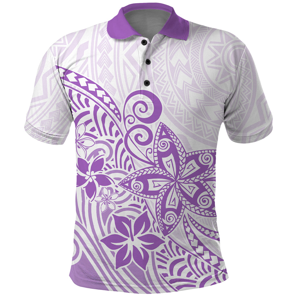 Polynesia Polo Shirt Plumeria Lavender Curves - Wonder Print Shop