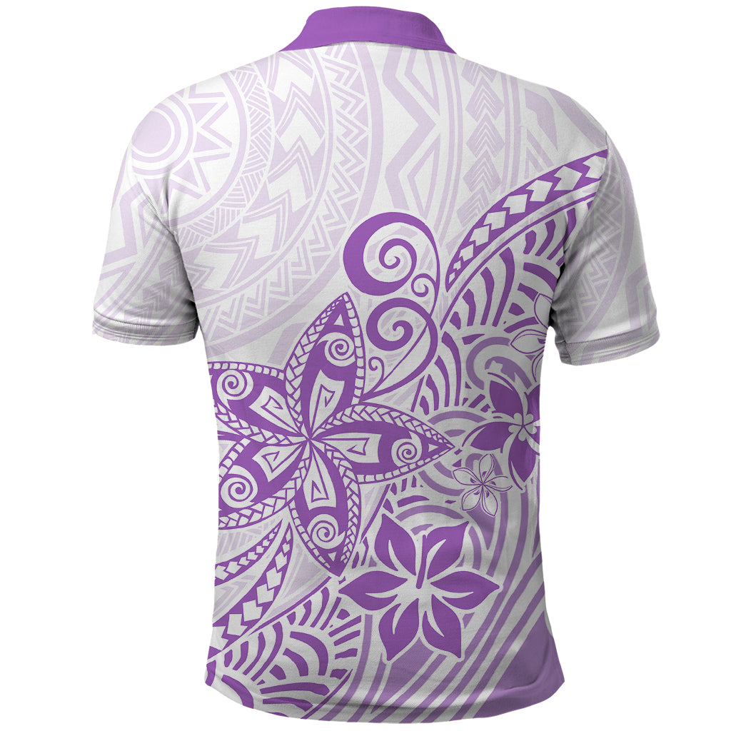 Polynesia Polo Shirt Plumeria Lavender Curves - Wonder Print Shop