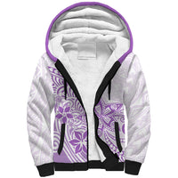 Polynesia Sherpa Hoodie Plumeria Lavender Curves - Wonder Print Shop