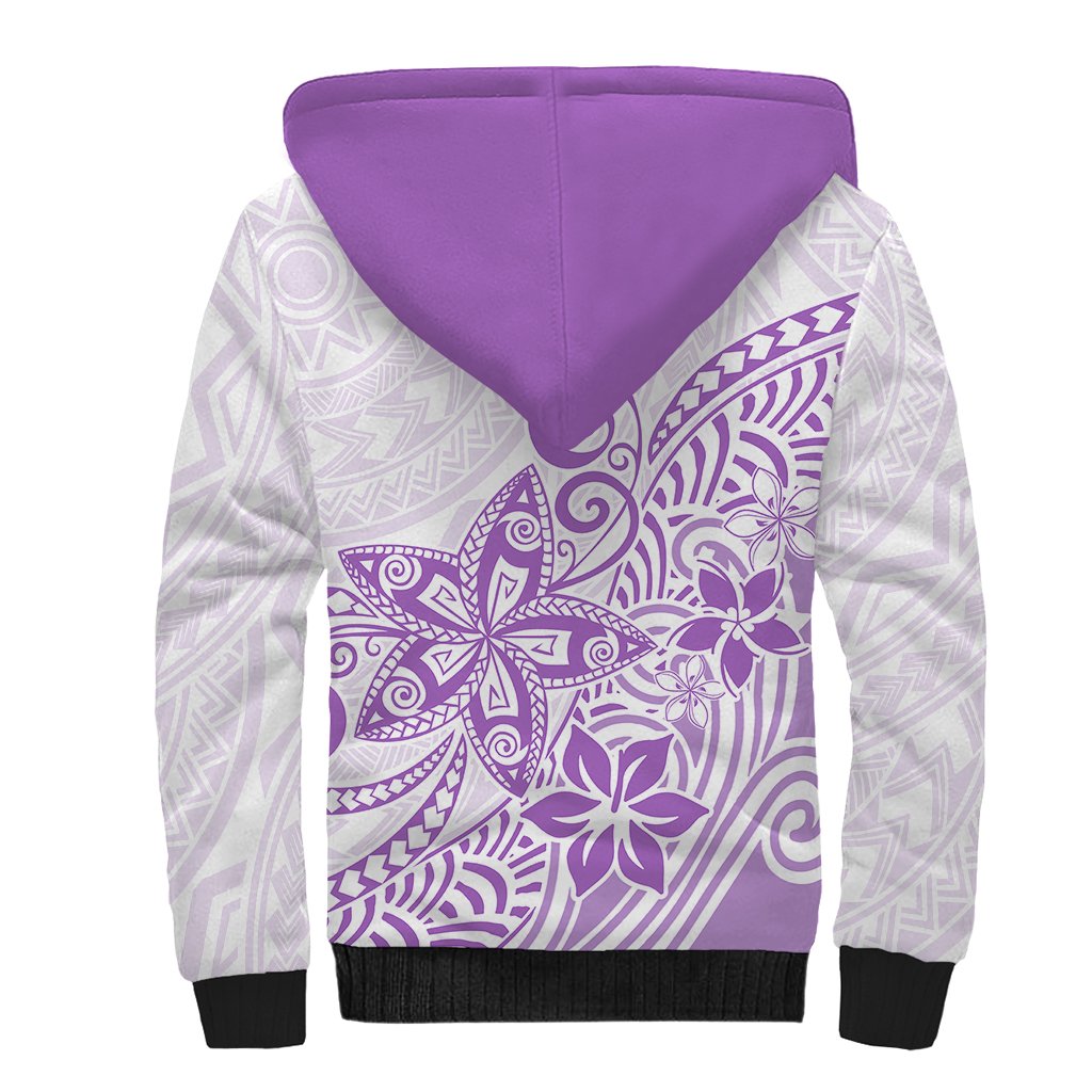 Polynesia Sherpa Hoodie Plumeria Lavender Curves - Wonder Print Shop