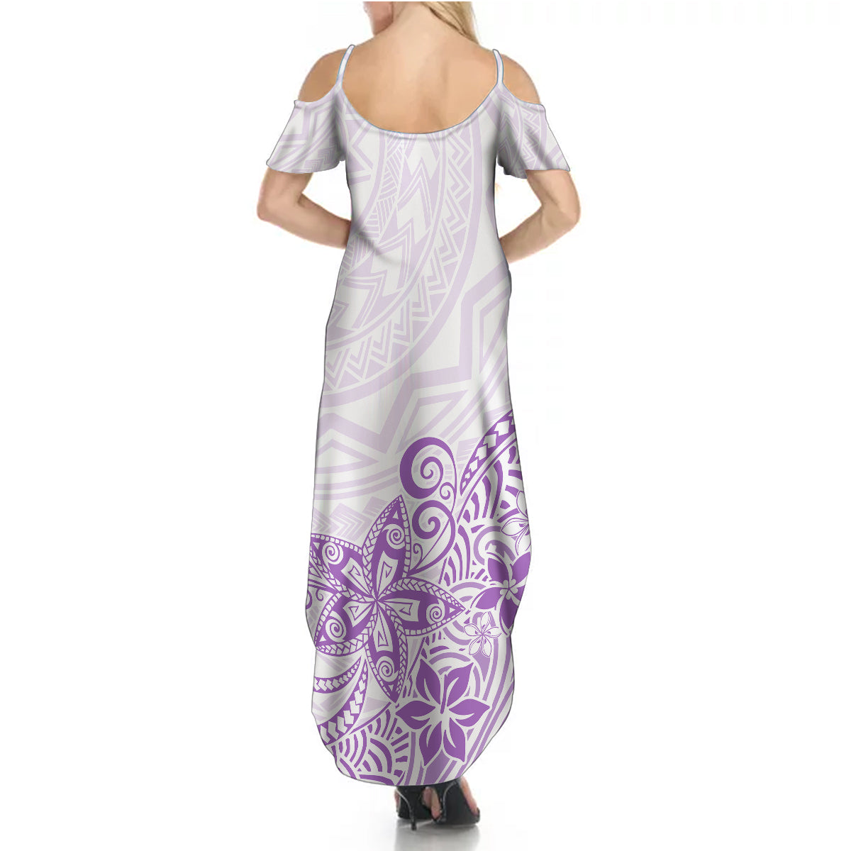 Polynesia Summer Maxi Dress Plumeria Lavender Curves - Wonder Print Shop