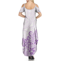 Polynesia Summer Maxi Dress Plumeria Lavender Curves - Wonder Print Shop