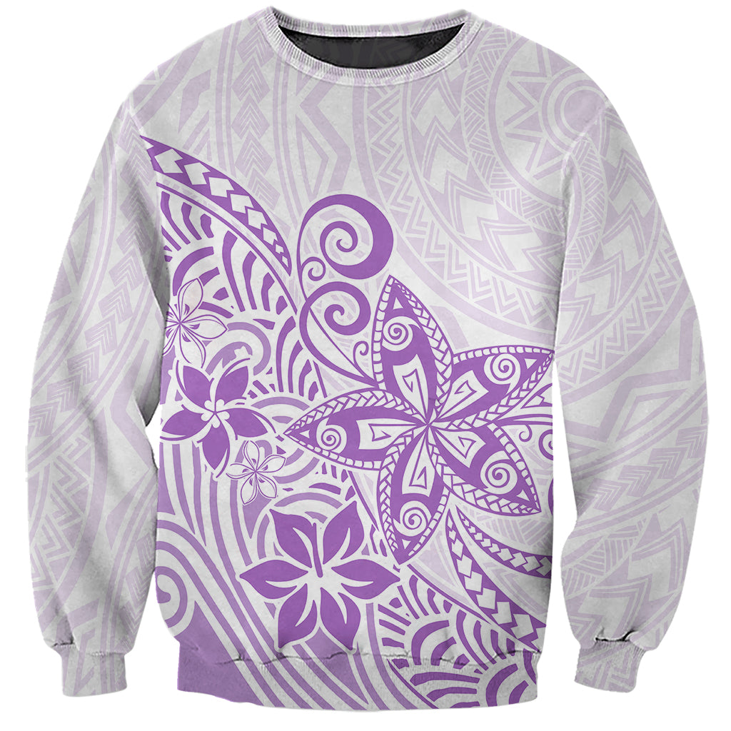 Polynesia Sweatshirt Plumeria Lavender Curves - Wonder Print Shop