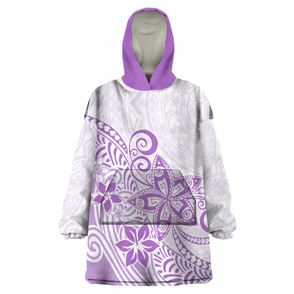 Polynesia Wearable Blanket Hoodie Plumeria Lavender Curves - Wonder Print Shop