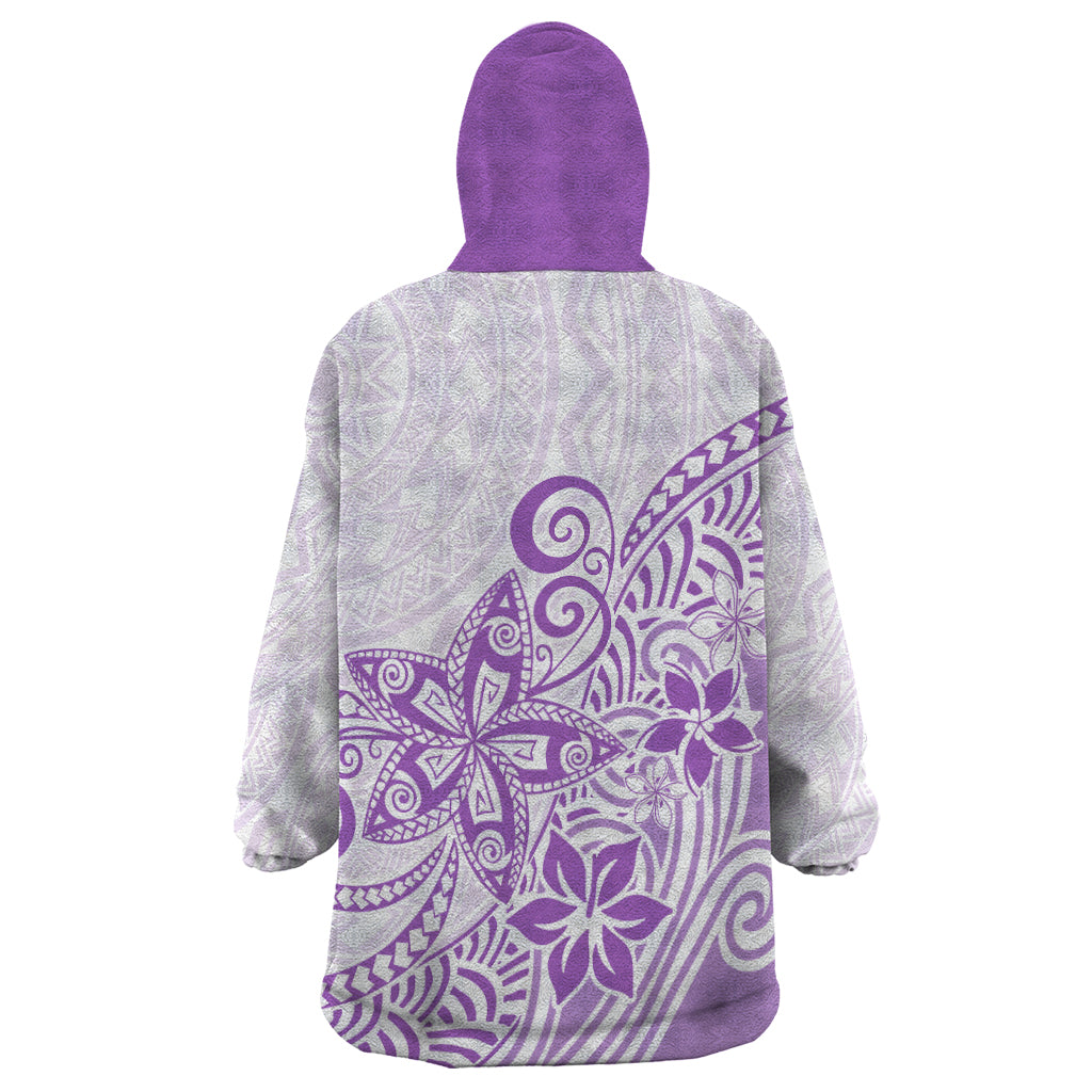Polynesia Wearable Blanket Hoodie Plumeria Lavender Curves - Wonder Print Shop