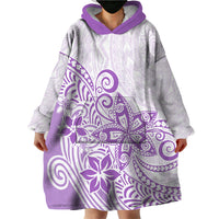 Polynesia Wearable Blanket Hoodie Plumeria Lavender Curves - Wonder Print Shop