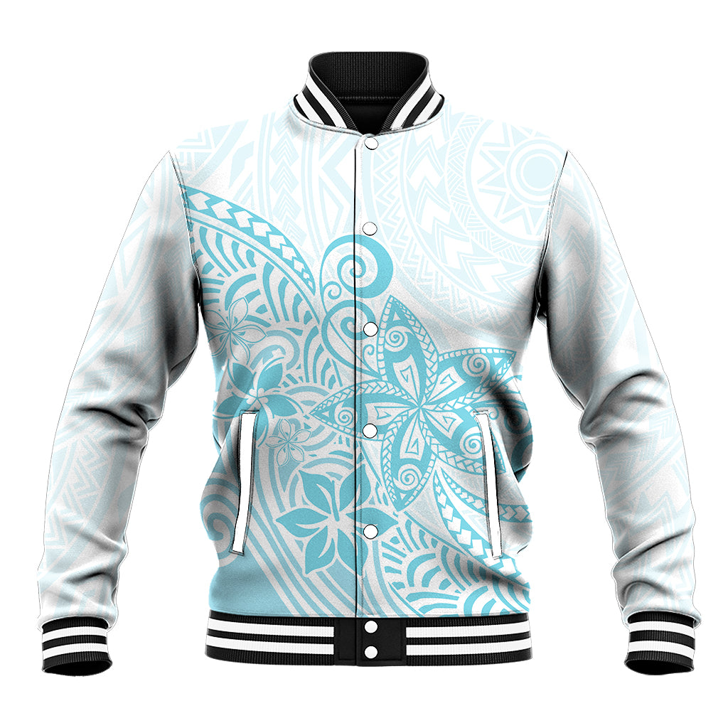 Polynesia Baseball Jacket Plumeria Turquoise Curves LT7 - Wonder Print Shop