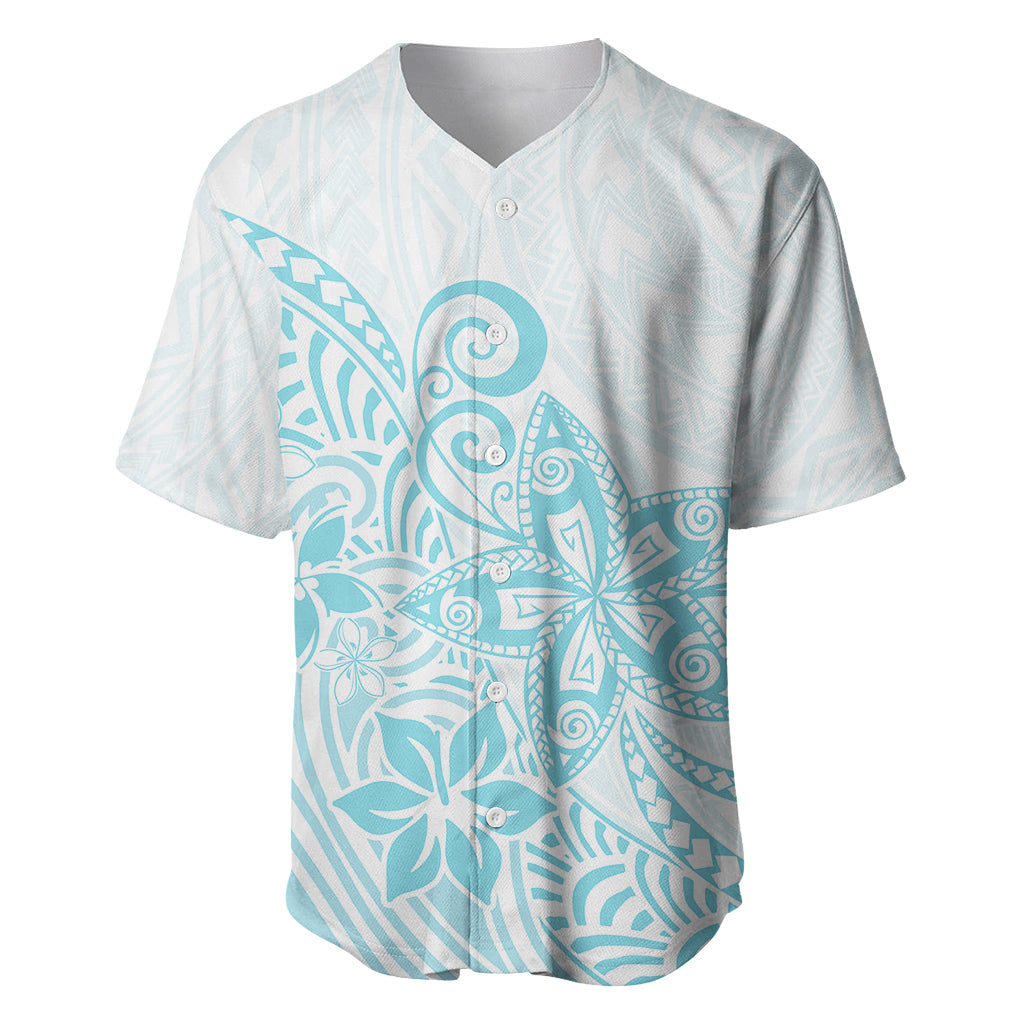 Polynesia Baseball Jersey Plumeria Turquoise Curves LT7 - Wonder Print Shop