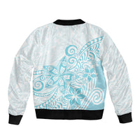 Polynesia Bomber Jacket Plumeria Turquoise Curves LT7 - Wonder Print Shop