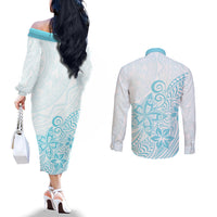 polynesia-couples-matching-off-the-shoulder-long-sleeve-dress-and-long-sleeve-button-shirts-plumeria-turquoise-curves