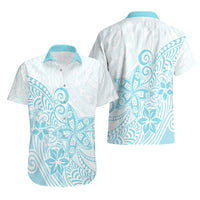 Polynesia Hawaiian Shirt Plumeria Turquoise Curves - Wonder Print Shop