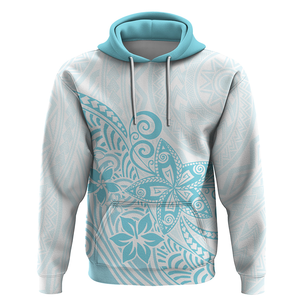 Polynesia Hoodie Plumeria Turquoise Curves - Wonder Print Shop
