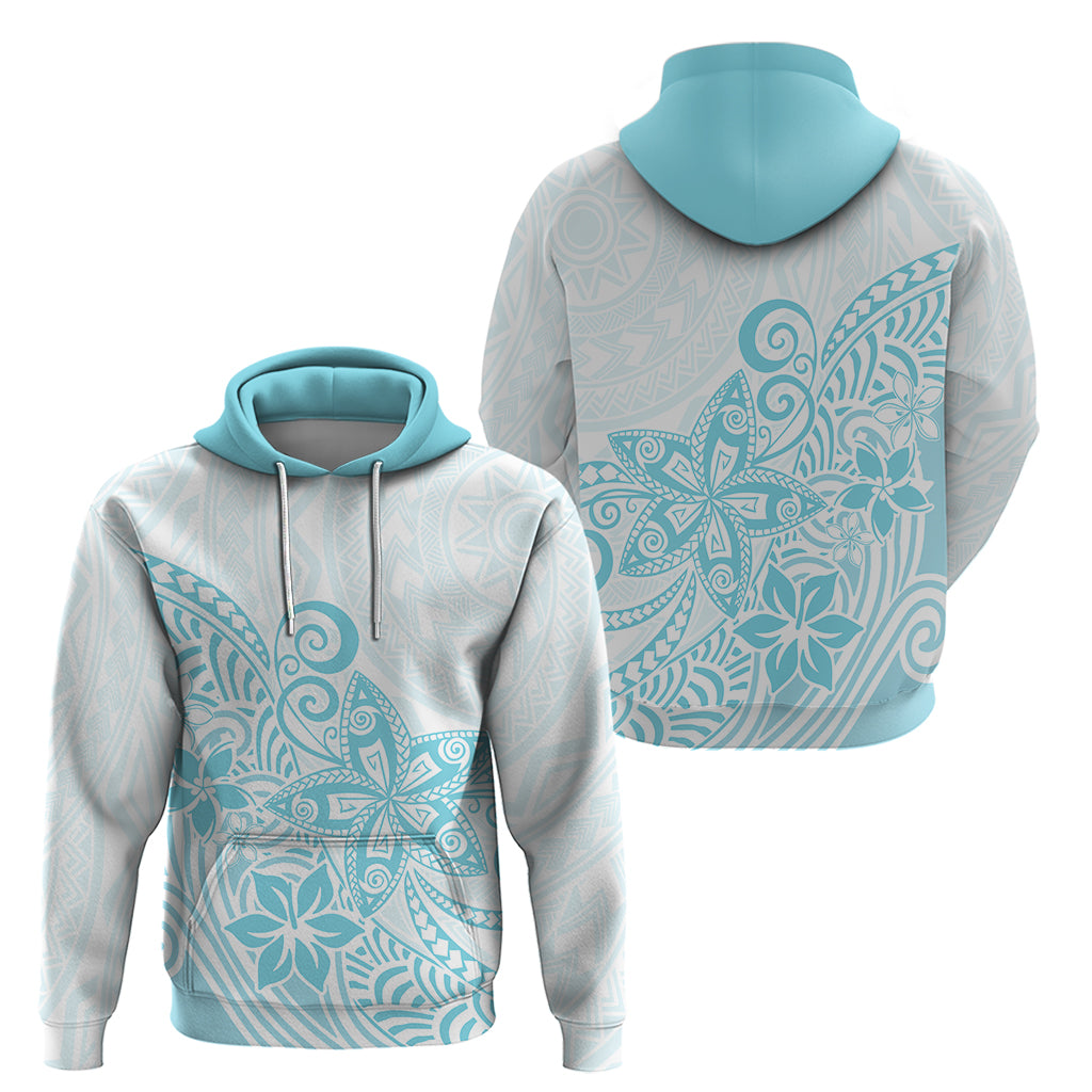 Polynesia Hoodie Plumeria Turquoise Curves - Wonder Print Shop