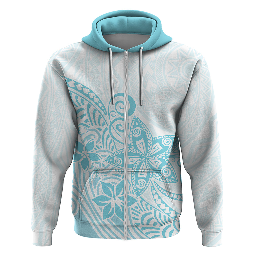 Polynesia Hoodie Plumeria Turquoise Curves - Wonder Print Shop