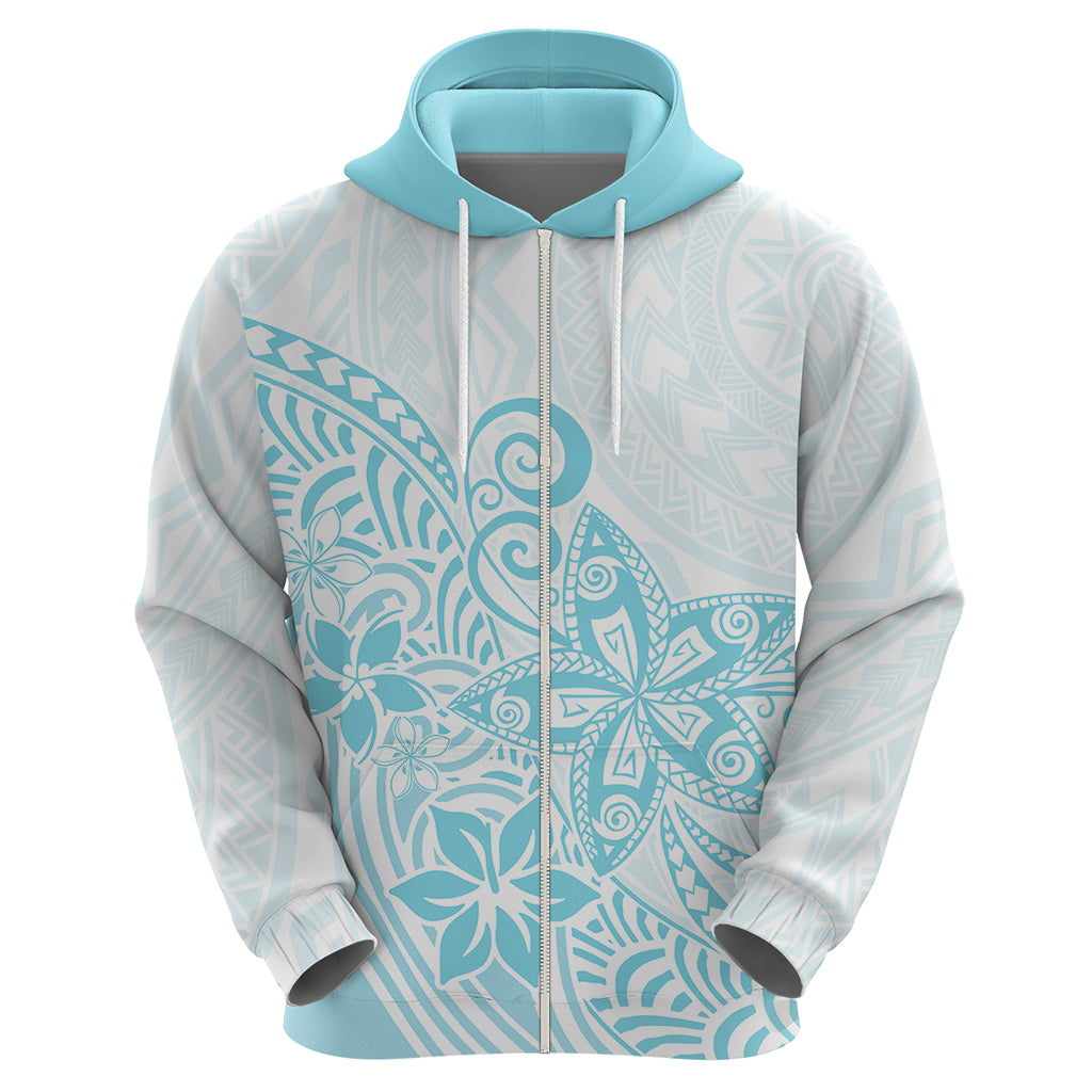Polynesia Hoodie Plumeria Turquoise Curves - Wonder Print Shop