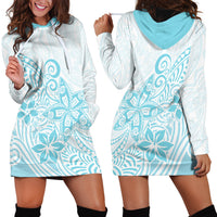 Polynesia Hoodie Dress Plumeria Turquoise Curves - Wonder Print Shop