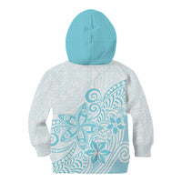 Polynesia Kid Hoodie Plumeria Turquoise Curves - Wonder Print Shop