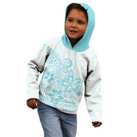 Polynesia Kid Hoodie Plumeria Turquoise Curves - Wonder Print Shop