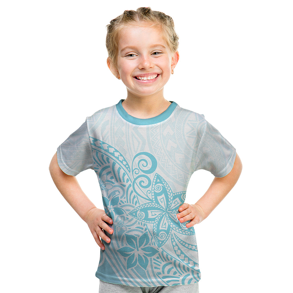 Polynesia Kid T Shirt Plumeria Turquoise Curves - Wonder Print Shop