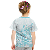Polynesia Kid T Shirt Plumeria Turquoise Curves - Wonder Print Shop