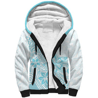 Polynesia Sherpa Hoodie Plumeria Turquoise Curves - Wonder Print Shop