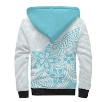 Polynesia Sherpa Hoodie Plumeria Turquoise Curves - Wonder Print Shop