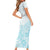 Polynesia Short Sleeve Bodycon Dress Plumeria Turquoise Curves - Wonder Print Shop