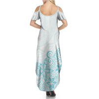 Polynesia Summer Maxi Dress Plumeria Turquoise Curves - Wonder Print Shop