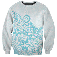Polynesia Sweatshirt Plumeria Turquoise Curves - Wonder Print Shop