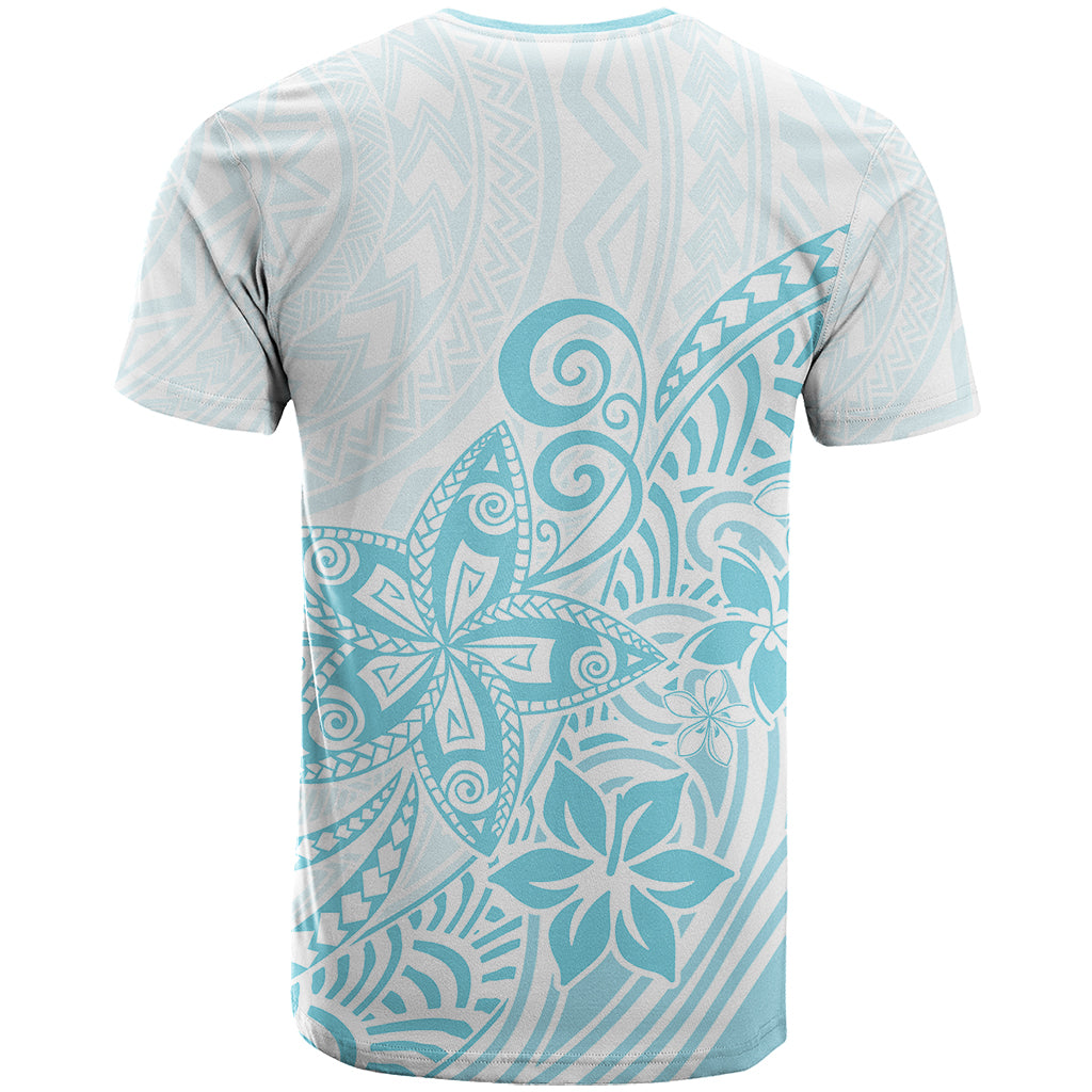 Polynesia T Shirt Plumeria Turquoise Curves - Wonder Print Shop
