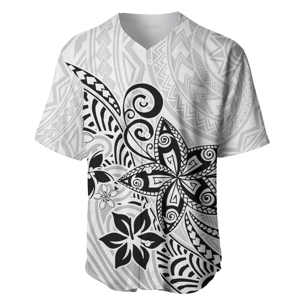 Polynesia Baseball Jersey Plumeria White Curves LT7 - Wonder Print Shop