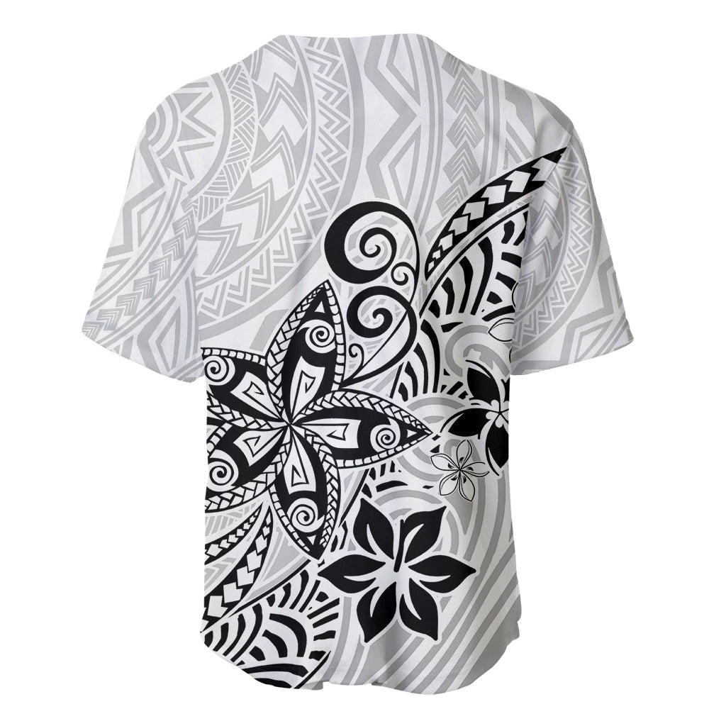 Polynesia Baseball Jersey Plumeria White Curves LT7 - Wonder Print Shop