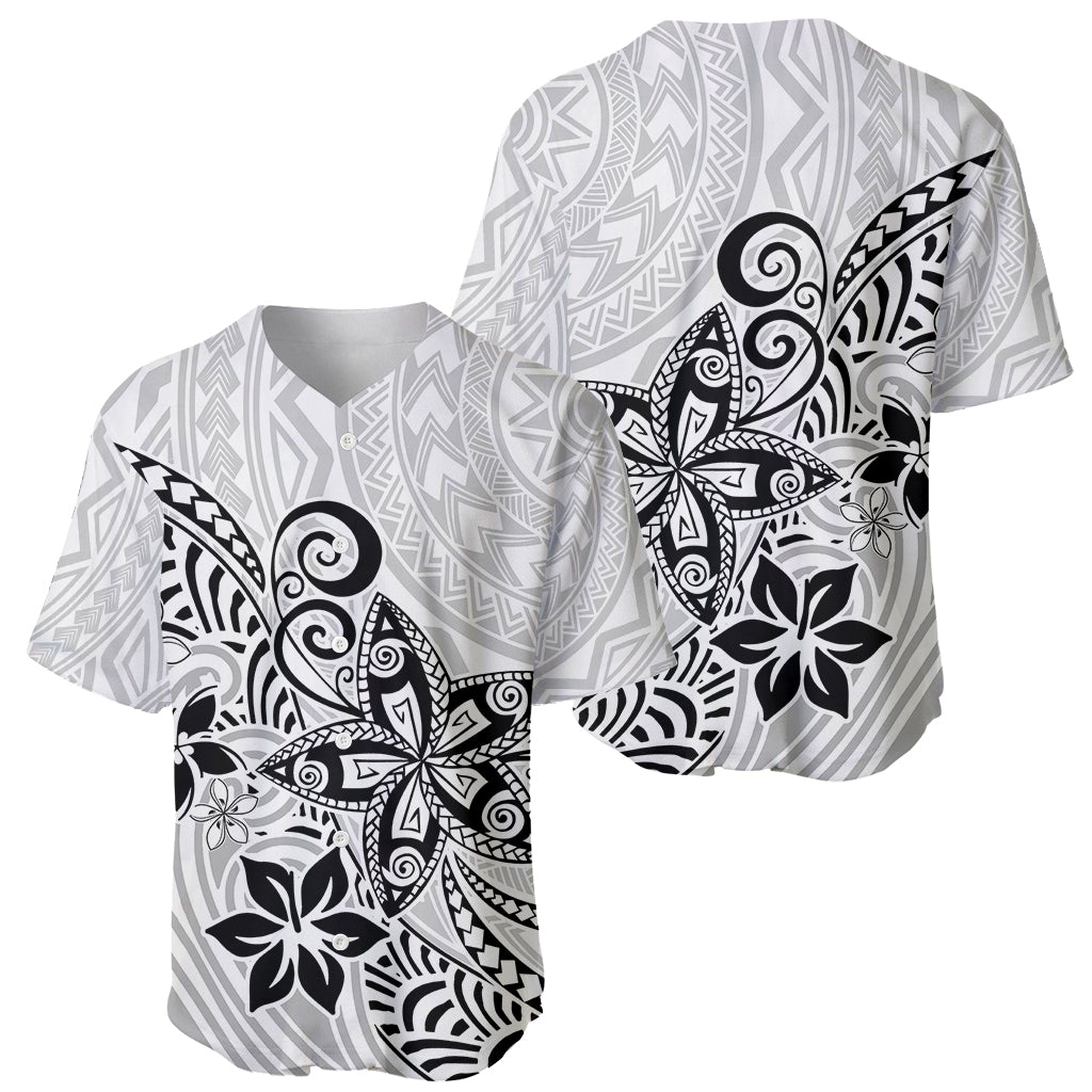 Polynesia Baseball Jersey Plumeria White Curves LT7 - Wonder Print Shop
