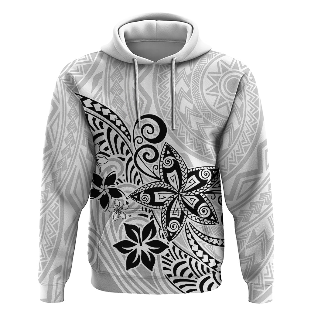 Polynesia Hoodie Plumeria White Curves - Wonder Print Shop