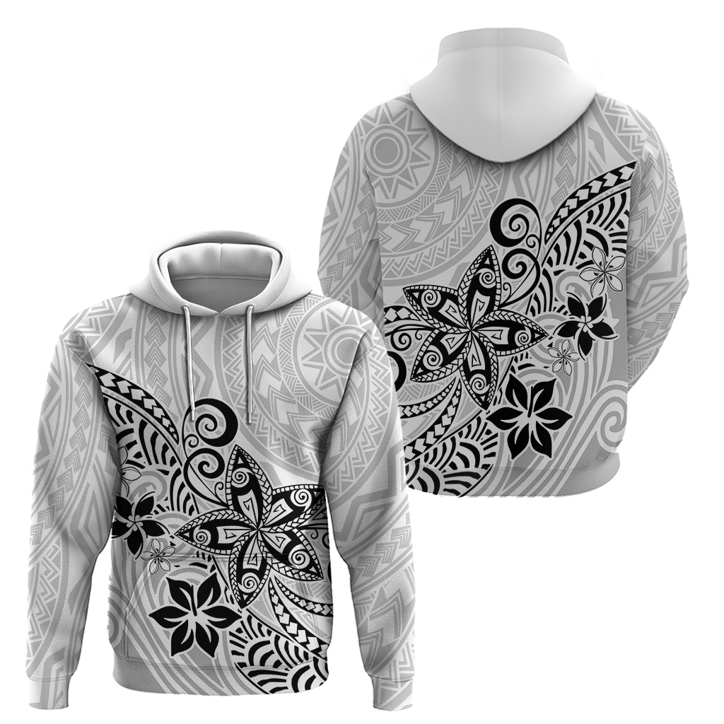 Polynesia Hoodie Plumeria White Curves - Wonder Print Shop