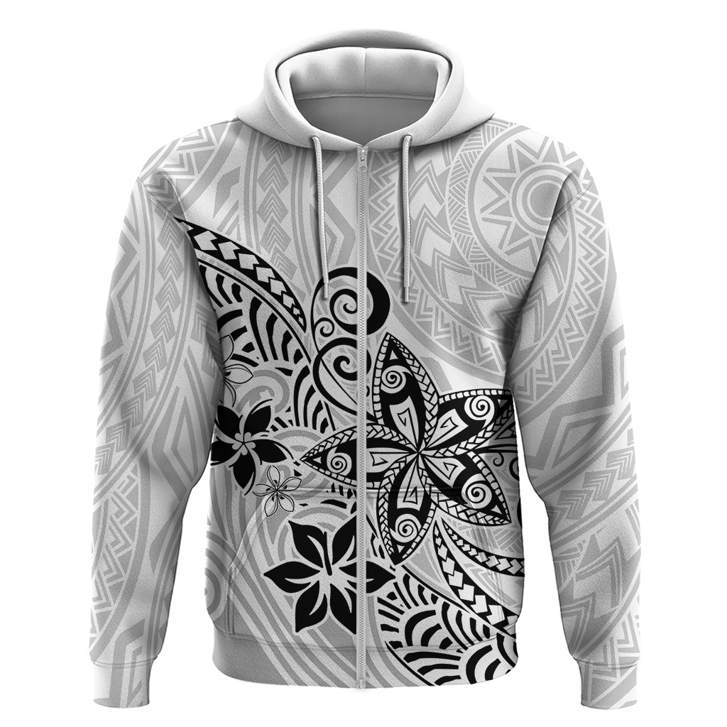 Polynesia Hoodie Plumeria White Curves - Wonder Print Shop