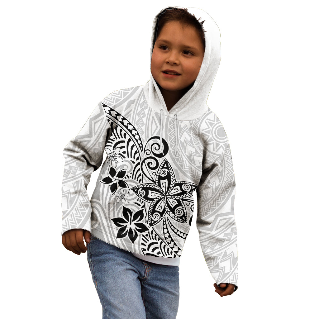 Polynesia Kid Hoodie Plumeria White Curves - Wonder Print Shop