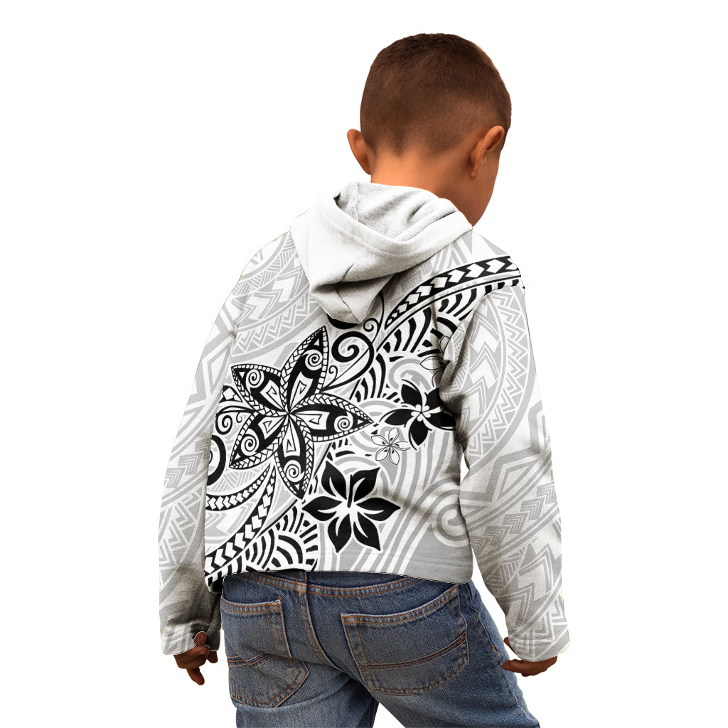 Polynesia Kid Hoodie Plumeria White Curves - Wonder Print Shop