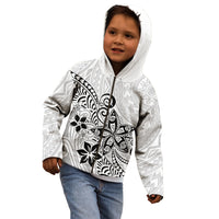 Polynesia Kid Hoodie Plumeria White Curves - Wonder Print Shop