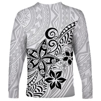 Polynesia Long Sleeve Shirt Plumeria White Curves - Wonder Print Shop