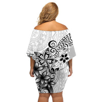 Polynesia Off Shoulder Short Dress Plumeria White Curves - Wonder Print Shop